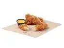 Three Crispy Chicken Tenders with Nacho Cheese Sauce