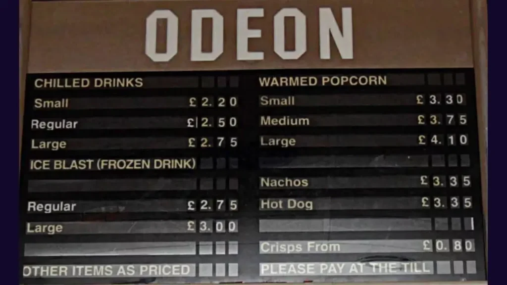 Drink Odeon Prices Food