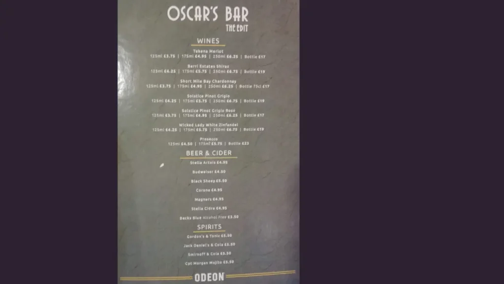 Drinks ODEON Cinema Food Prices