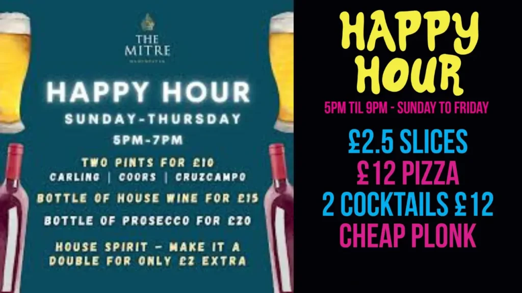 Types of Deals Manchester Happy Hours