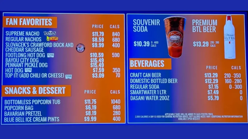 Amex Stadium Food and Drink Prices