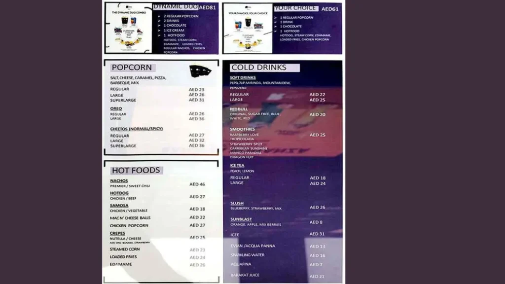 UK Combo Deals Reel Cinema Food Prices