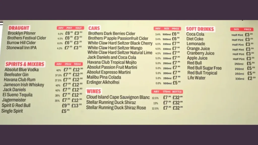 Breakfast Choices Glastonbury Food Prices