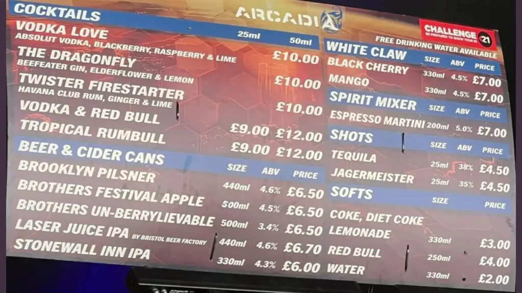 Snack Prices Sets Glastonbury Food Prices
