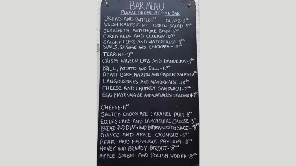 Drinks St John Restaurant Menu