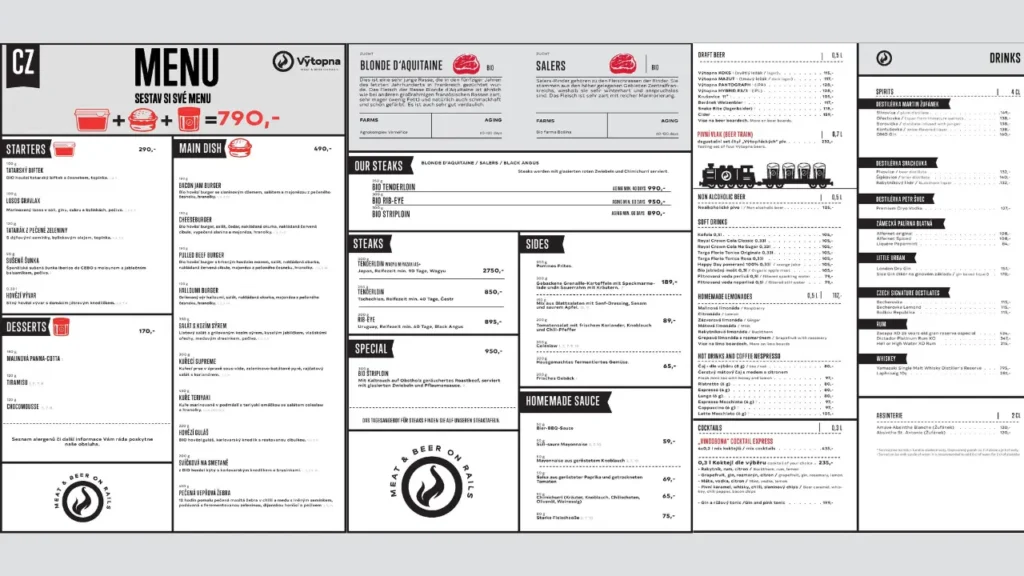 Starters and Soups Výtopna Railway Restaurant Menu