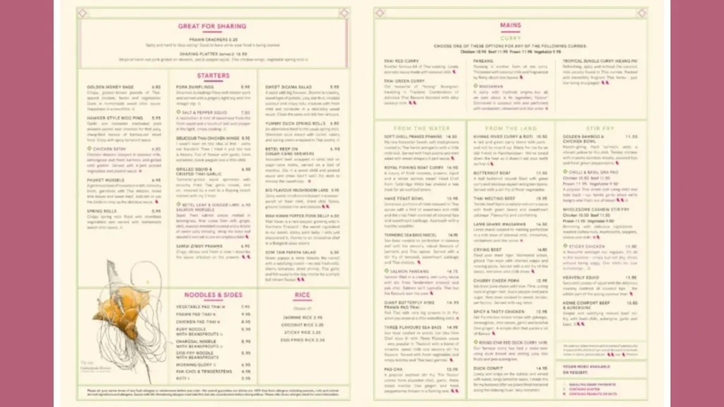Classic Curries Giggling Squid Menu