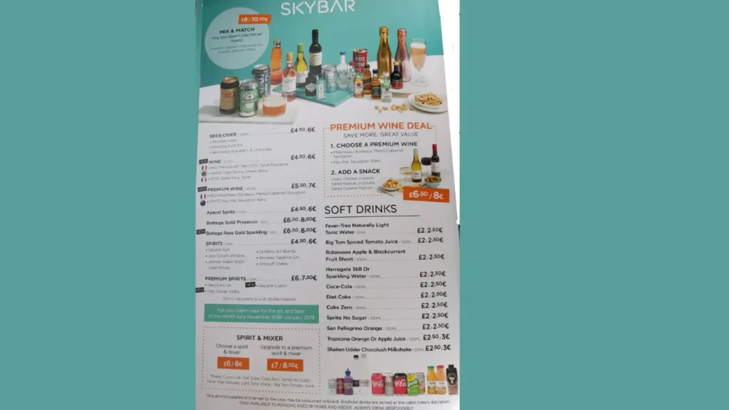 Drinks Available During Flights EasyJet Menu
