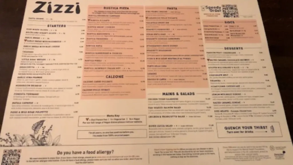 Starters Zizzi Menu