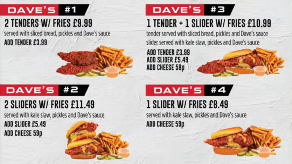 Combo Meals Dave's Hot Chicken London Menu