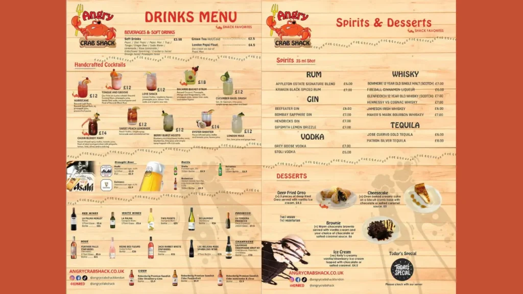 Drinks Angry Crab Shack Menu