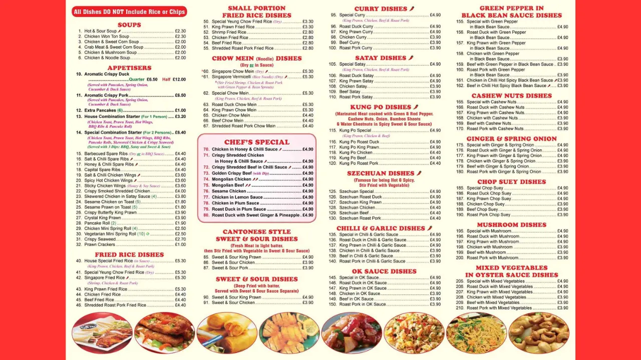 Food Menu List in Restaurant