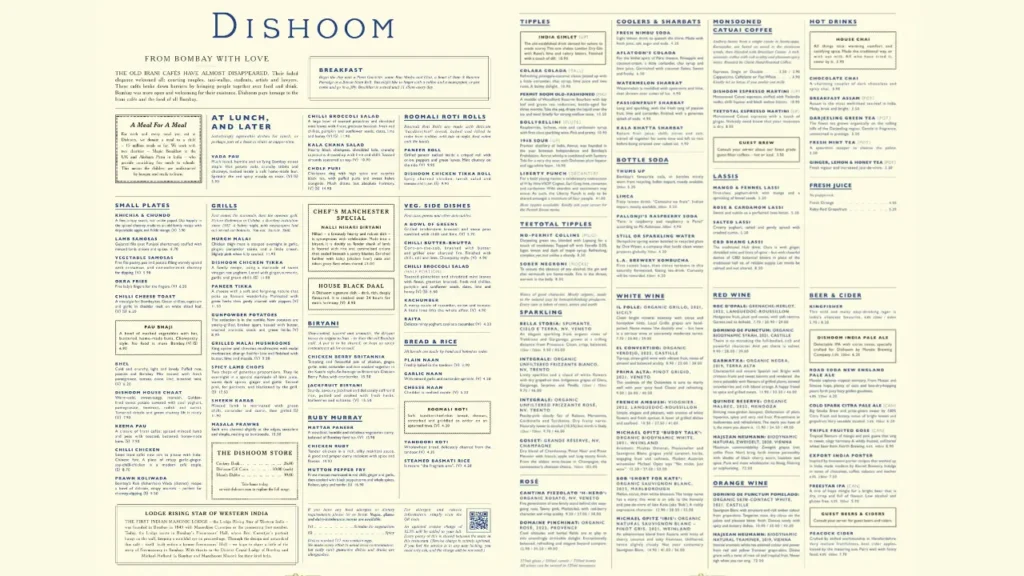 Main Dishes Dishoom Manchester Menu