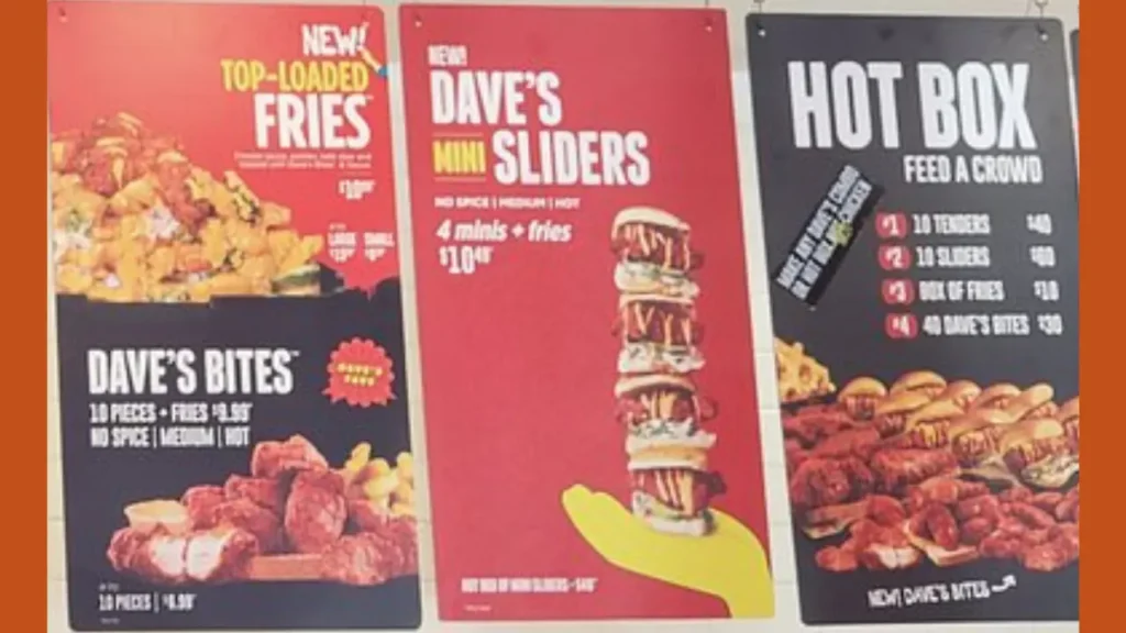 Sliders and Tenders Dave’s Hot Chicken Menu