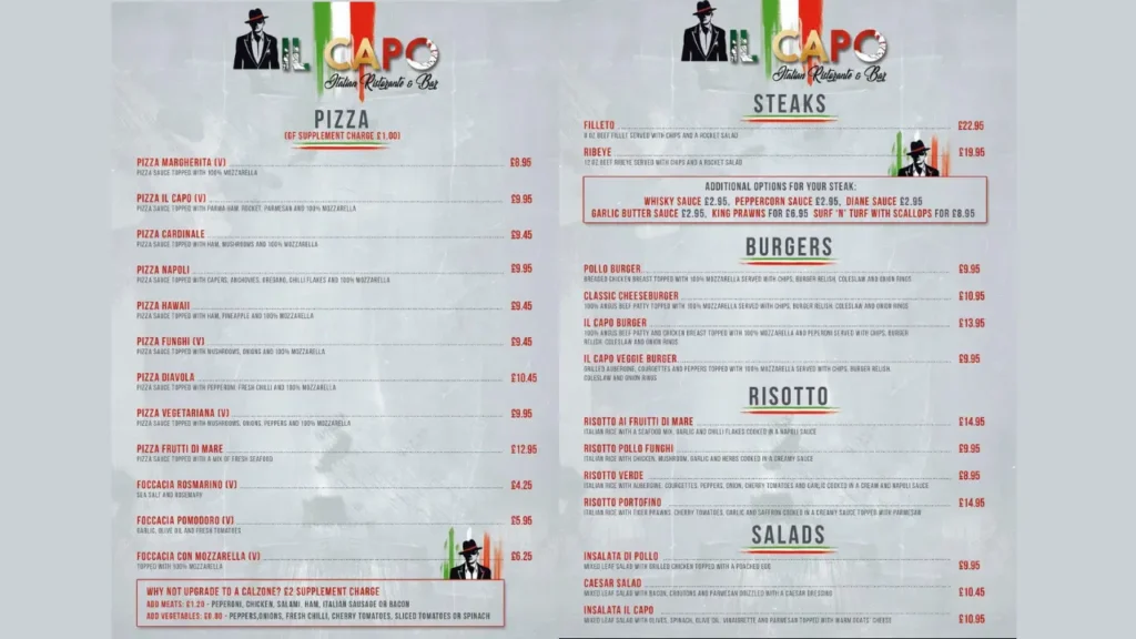 Signature Pizzas Little Capo Menu